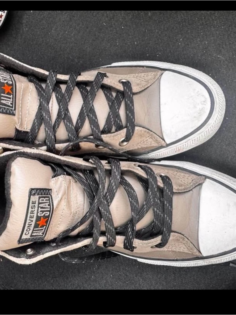 Converse High-Top Sneakers in Taupe and Black